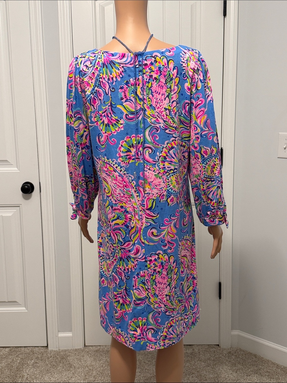 Lilly Pulitzer Blue Dress with Pink Paisley Print - Picture 5 of 10